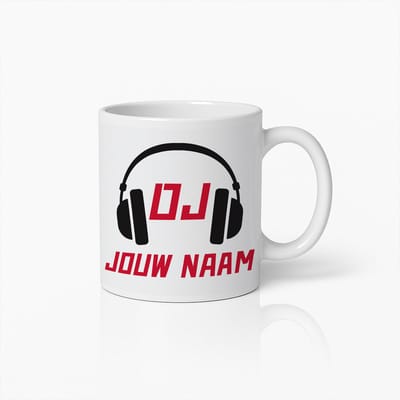 Gepersonaliseerde DJ Naam Keramische Mok - Op Maat Gemaakte Koptelefoon Muziekliefhebber Koffiebeker