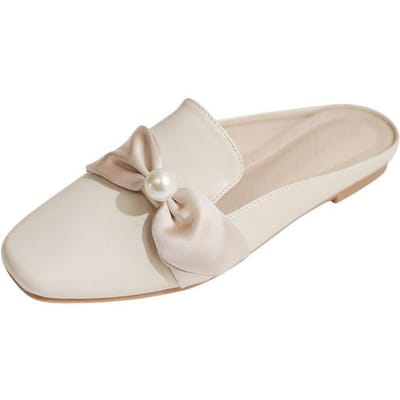Strik Dames Schoenen Grote Maten Dames Pantoffels Sexy Slip-on Platte Schoenen Casual Muller Straat Vrijetijds Slippers Casual Schoen Buiten 36 white
