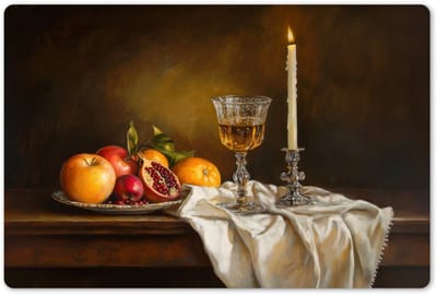 Placemats 45x30 cm - Placemat kunststof - 1 stuk - Fruit - Stilleven - Wijn - Kaars - Borden onderleggers - Decoratie voor op tafel - Keuken tafeldecoratie accessoires - Vinyl onderlegger - Tafelversiering