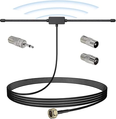 Radio Antenne - Draadantenne DAB - FM Ontvangst Verbeteren - Universele Adapters - 3 Meter Kabel - Zwart