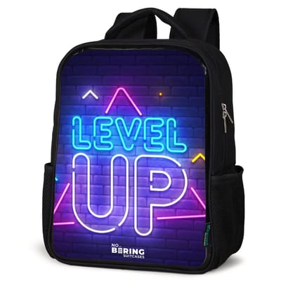 NoBoringSuitcases.com® - Rugzak zwart - Schooltas jongen & meisje - Neonletters op een bakstenen muur - Rugtas voor school - Boekentas kind - Schoolrugzak - Kinderrugzak