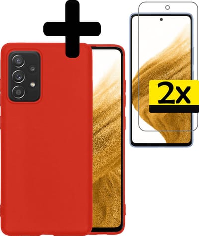 Hoesje - Met 2x Screenprotector - Geschikt voor Samsung Galaxy A53 - Sterk & Shockproof - Back Cover - Siliconen Case - Telefoon Hoes - Telefoonhoesjes - Rood