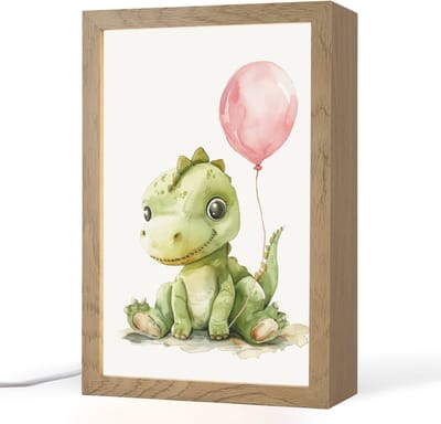 Nachtlampje 20x30 cm - Kinder lampje - Draak - Baby dier - Roze ballon - Tafellamp kinderkamer - Slaapkamer lamp - Bedlamp kinderen - Kinderlampje stopcontact - Wandlamp babykamer - Nachtlampjes