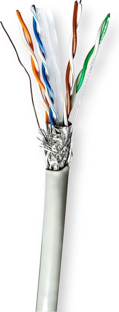 Nedis Netwerk Kabel Rol - CAT6 - Stranded - S/FTP - CCA - 100.0 m - Binnenshuis - Rond - PVC - Grijs - Trekdoos