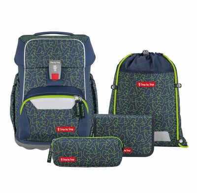 Step by Step Schooltas Basis Schulranzen-Set 4-delig Green Geometric Groene