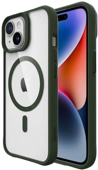 Buddi Hybrid - Hoesje Geschikt voor Apple iPhone 15 / 14 / 13 - Compatibel met MagSafe - Back Cover met Magneet - Magnetische Beschermhoes - Transparant Groen