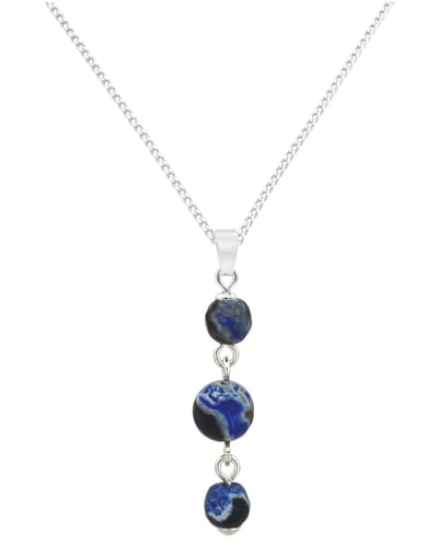 ARLIZI 2236 Ketting blauw vuuragaat kralen hanger - sterling zilver - 46 cm