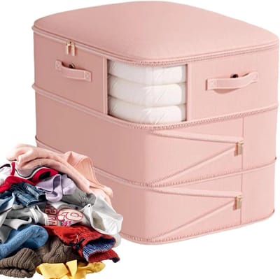 Opslagzakken - Ruimtebesparend - Kleding opbergen - Zelfcompressie - 52 x 46 x 60 cm - Roze