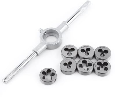 Dailygoods- Tap en Die Set - 8st Metrische Schroefdraad Snijders - Fijne/Grove Schroefdraad - Nauwkeurig Bewerkt - Ideaal voor Draadverwerking - Schroefdraadset