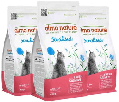 Almo Nature Kattenvoer Droog Sterilised Zalm - 3 x 400 gr - Voordeelverpakking
