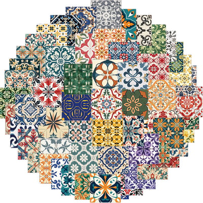 Sticker Set 'Tegeltjes' - 62 vierkante stickers met diverse patronen - Spaans/Portugees/Boho stijl - 45x45MM