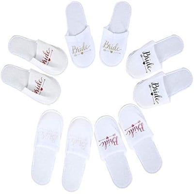 Dailygoods - Wegwerpslippers - Bruiloft - Comfortabele fotoproppen - 5 paar - Lichtgewicht - Ideaal voor gasten - Wit - Met letterpatroon