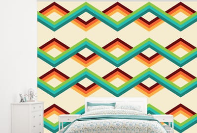 Behang - Fotobehang Retro - Strepen - Design - Seventies - Breedte 300 cm x hoogte 240 cm