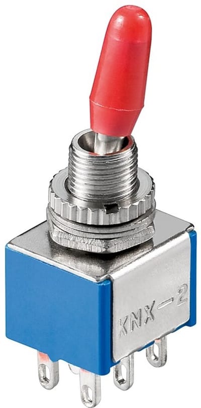Goobay Toggle Switch Miniature, 2x ON - ON, 6 Pins, Blue Housing