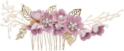 Zijhaarclips met Bloemen voor Bruiden: Alluminium Hoofdsieraad met Strass en Bloemen voor Huwelijk, Prom en Verjaardagsfeesten