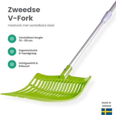 Mestvork – Verstelbaar – Groen – 75-115 cm – Lichtgewicht – Voor stal, tuin & erf - Mestvork paarden
