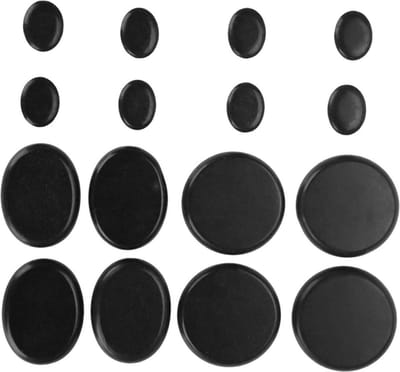 16 Stuks Zwarte Hot Stone Set voor Gezicht en Lichaam - Spa Massage - Lichaamstherapie - Pijnbestrijding en Spier Ontspanning