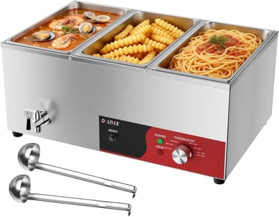 Elektrische Buffetwarmer - Voedselwarmer Bain Marie - Professioneel Buffet - Met Afvoerkraan - 57 x 43 x 27 cm - Zilver
