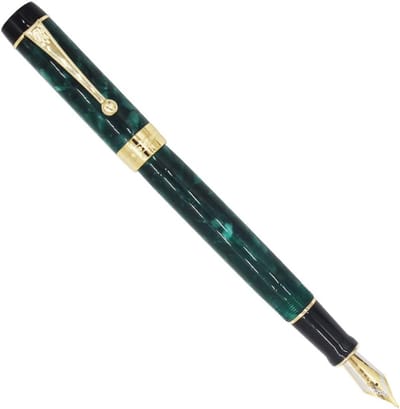 Elegante groene acrylhars vulpen met medium nib en luxe geschenkdoos voor schrijfliefhebbers