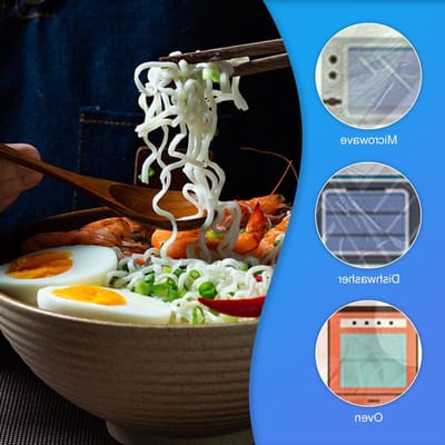 Set van 2 Keramische Ramenkommen 1200ml met Lepels en Chopsticks - Ideaal voor Noodles, Soep en Salades