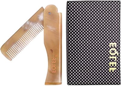 Vouwbare Baardkam voor Mannen, Draagbare Pocketkam voor Haarverzorging, Unisex Beige Accessoire voor Baardverzorging en Stijl