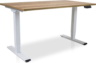 Zit-sta bureau elektrisch verstelbaar - MRC COMFORT NEN-EN 527 | 120 x 80 cm | frame wit - blad robuust eiken