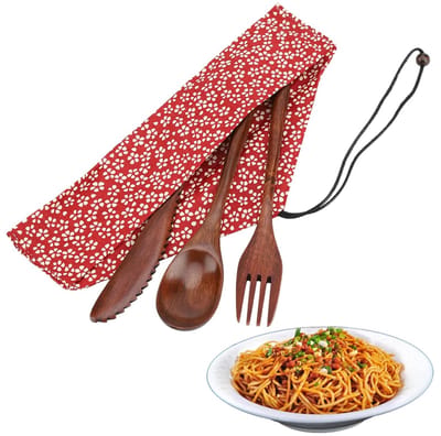 Allecto - Vintage houten bestek - Keuken - Duurzaam - Eetgerei - Milieuvriendelijk - Perfect voor thuis en restaurant - Inclusief lepel en vork