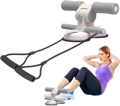 Zit-up Hulpmiddel - Core Trainer - Thuis Fitness - Zuignap Stabiliteit - Verstelbare Hoogte - Grijs