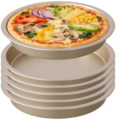 Dailygoods- Pizza Bakplaat Diep - 6 Inch - Ronde Bakpan - Duurzaam Koolstofstaal - Antiaanbaklaag - Stabiele Onderkant - Gemakkelijk Opbergen - Pizzapan