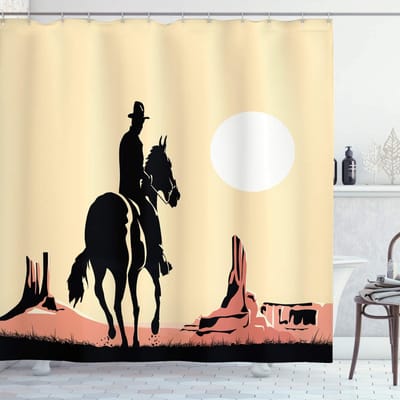 ABAKUHAUS Douchegordijn – Cowboypaard zonsondergang – 175x180 cm – Polyester