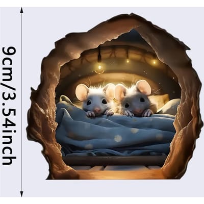 2 Stuks 9cm Doe-het-zelf Twee Warme Muis Muurstickers Trappenhoek Stickers Koffers En Andere Decoratieve Waterdichte Stickers J-451