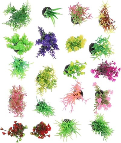 20 Stuks Kunstmatige Waterplanten voor Aquaria - Realistische Decoratie, Watergras en Micro Landschapsdecoratie voor Viscontainers en Aquariumaccessoires