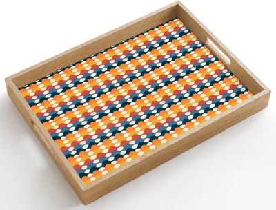 Dienblad hout 50x35 cm - Schootdienblad - Retro - Disco - Golven - Borrelplank rechthoek - Plateau dienbladen