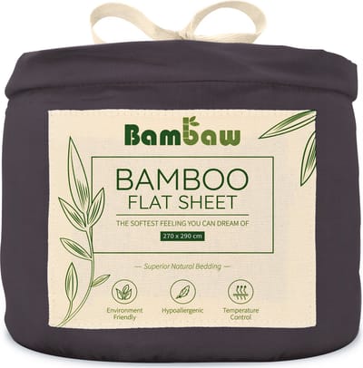 Bambaw Luxe Bamboe Lakens 270x290cm – Ultra ademende stof – Hypoallergeen – Beddengoed - Houtskool