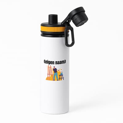 Hacebo® - kunstenaar die schildert met eigen naam waterfles met draaidop oranje - Kunst - kunstenaars/kunstenaressen - iemand die houdt van kunst of kunst maken - verjaardag - cadeau - kado - water fles - 850ML