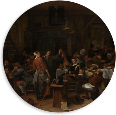 Dibond Wandcirkel - Oude Meesters - Prinsjesdag, Jan Havicksz. Steen, 1660 - 1679 - 80x80cm Foto op Aluminium Wandcirkel (met ophangsysteem)