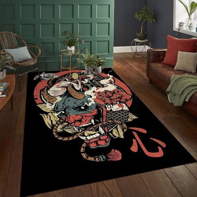 Tapis Tatouage Culture Japonaise pour Chambre Tapis de Sol Carrés Moelleux Tapis Décoration Maison Salon Tapis en Velours Doux Tapis de Zone 50x80cm (20x31in)