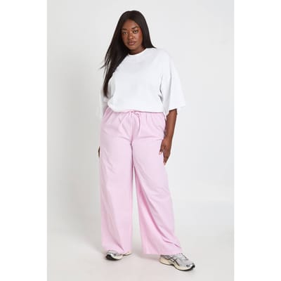 boohoo Dames Plus Krijtstreep Broek | Roze | Maat: 44