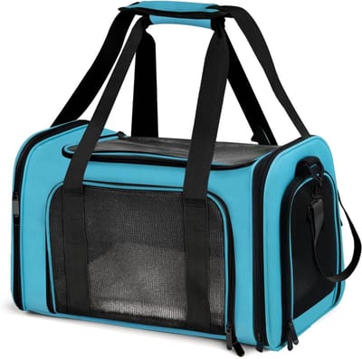Henkelion Grote kattendragers hondendrager voor grote katten honden puppy's tot 25 pond, grote hondendrager zachtzijdig, inklapbare waterdichte reis-puppydrager - groot - blauw