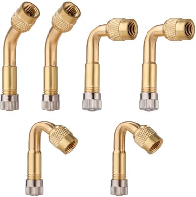 Dailygoods- Ventielverlenger 6 Stuks - Messing - 45/90/135 Graden - Ventielsteeladapter - Bandenaccessoire - Meerdere Hoekopties - Bandenklep