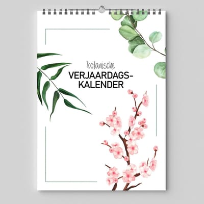 Luxe verjaardagskalender botanisch - geen jaartal - wandkalender natuur - kalender DutchDesign