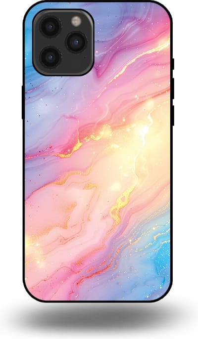 Smartphonica Telefoonhoesje Geschikt voor iPhone 12 Pro Max met Regenboog Glitter Marmer Opdruk - TPU Backcover Case Rainbow Glitter Marble Design geschikt voor iPhone 12 Pro Max
