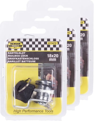 Benson Kantelslot - 6x - lockerslot - 18 x 20 mm - 2 sleutels - brievenbus / opbergkasten slot