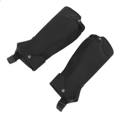1 Paire de Demi-Chaps d'Équitation Respirantes Tissu 3 Couches Absorption des Chocs Anti-Abrasion Demi-Chaps d'Équitation pour Enfant black