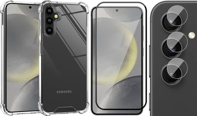 Hoesje geschikt voor Samsung Galaxy S24 - Screenprotector Volledig Dekkend Glas & Camera - Shockproof Transparant