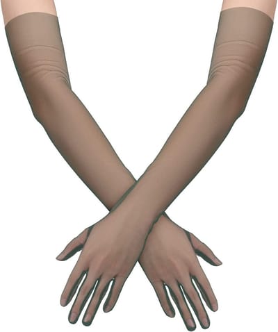 Elegante lange tulle handschoenen voor dames - rekbare ellebooglengte, mesh kostuumaccessoire voor Halloween, bruiloft en cosplay (Groen)