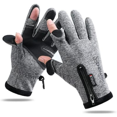 Winter Vis Handschoenen 2 Vinger Flap Vingerloze Handschoenen Antislip Waterdicht Warme Winterhandschoenen voor Vissen Fietsen Hardlopen M