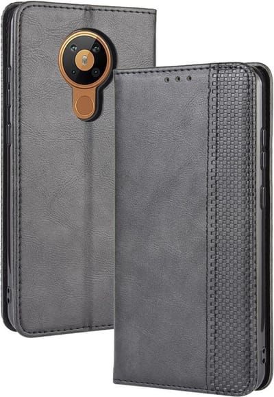 Coverup Hoesje - Geschikt voor Nokia 5.3 Hoesje - Coverup Vintage Style Book Case - Zwart
