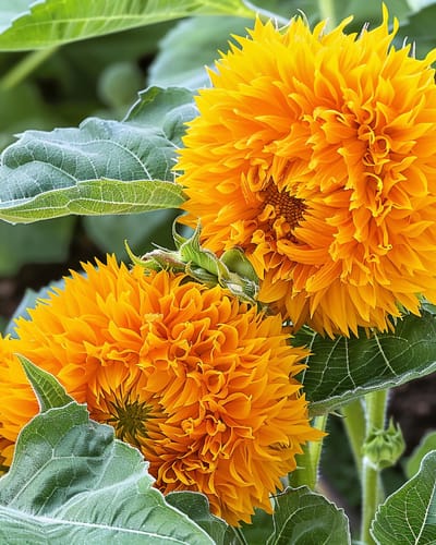 2 sets - Zonnebloem Sungold Zaden Helianthus Annuus Eenjarig Dubbelbloemig Laag 50 Cm