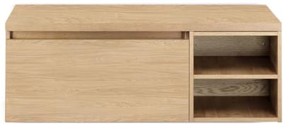 Frozen Badmeubelset 120 cm - Greeplijst in Kleur - Wastafel Regaalkast met Bovenblad Casella Oak